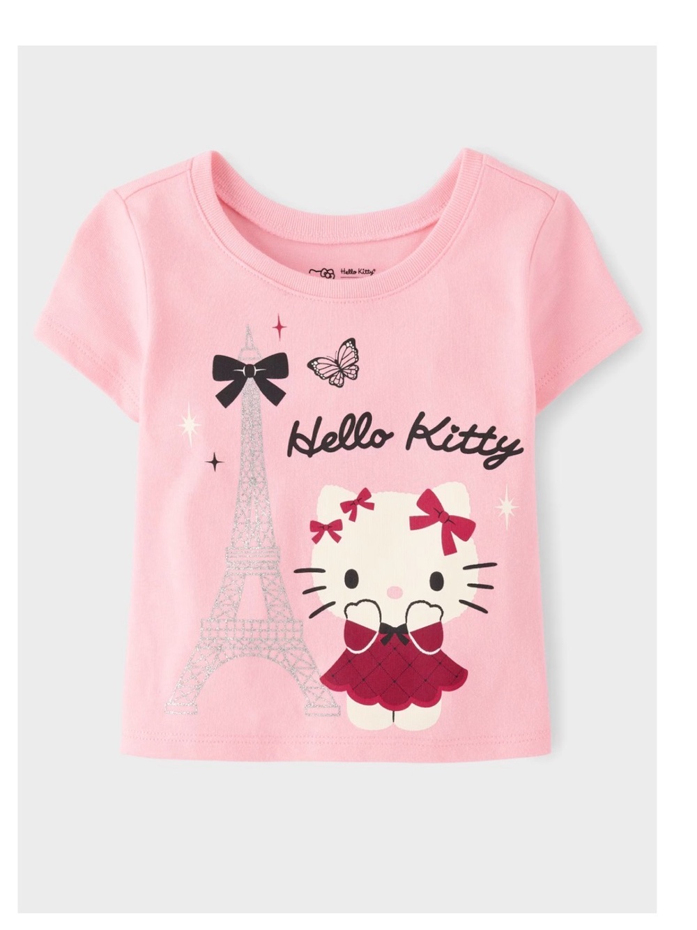 NWT: Hello Kitty Pink Glitter Eiffel Tower Tee- Toddler Girls